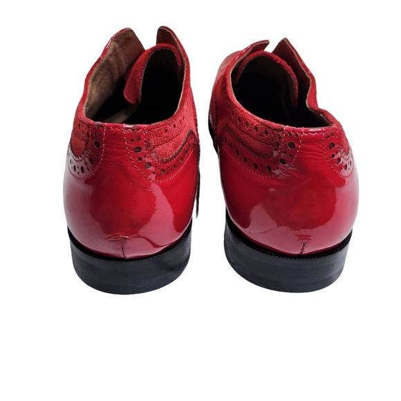 Girotti mens red patent suede leather handmade dress oxfords shoes Size 14.5